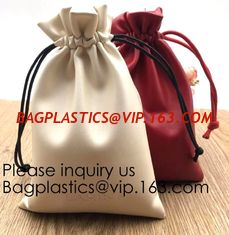 China Soft Offwhite and Red PU Leather Bag For Packaging,Custom Pink Brown Faux Leather Drawstring Pouch Faux Leather Jewelry supplier