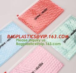 China Compostable metallic glossy holographic private label bubble mailing bag, zip slider clear glitter bubble pouch bag supplier