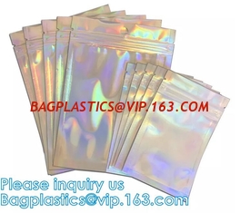China ziplock Smell Proof Food Storage Hologram Holographic Rainbow Color Resealable Zip Lock Zipper Mylar Bags supplier