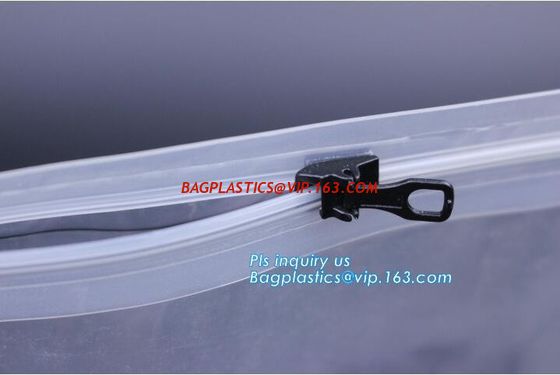 China metal packaging slider zipper bag, Slider Zipper PVC Pouch Clear Vinyl PVC k Bag, polyvinyl chloride material plas company