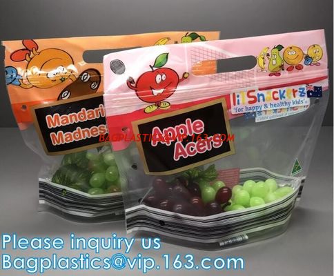 China Fresh Lock Packaging Pouch Vent Hole And Handle, Grape, Mango, Fruit, Vegetable, PP slider Lock Zipper company