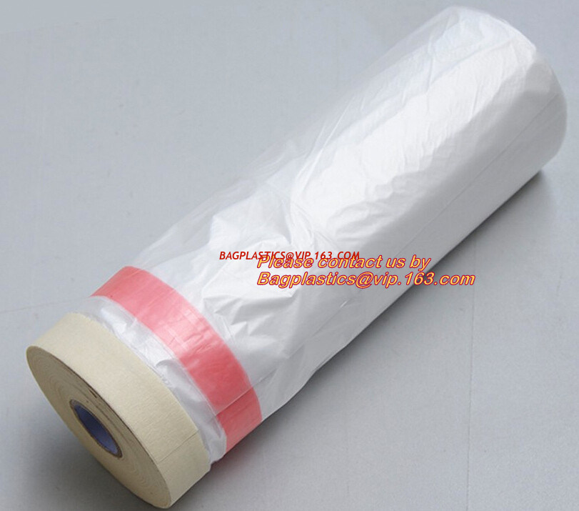43.3 inch roll Plastic Pretaped Masking Film, Drop cloth, masker roll