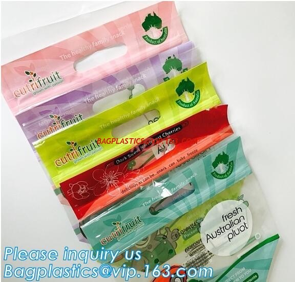 waterproof slider zipper plastic bags zip food packing bag, fresh fruit packaging bag with