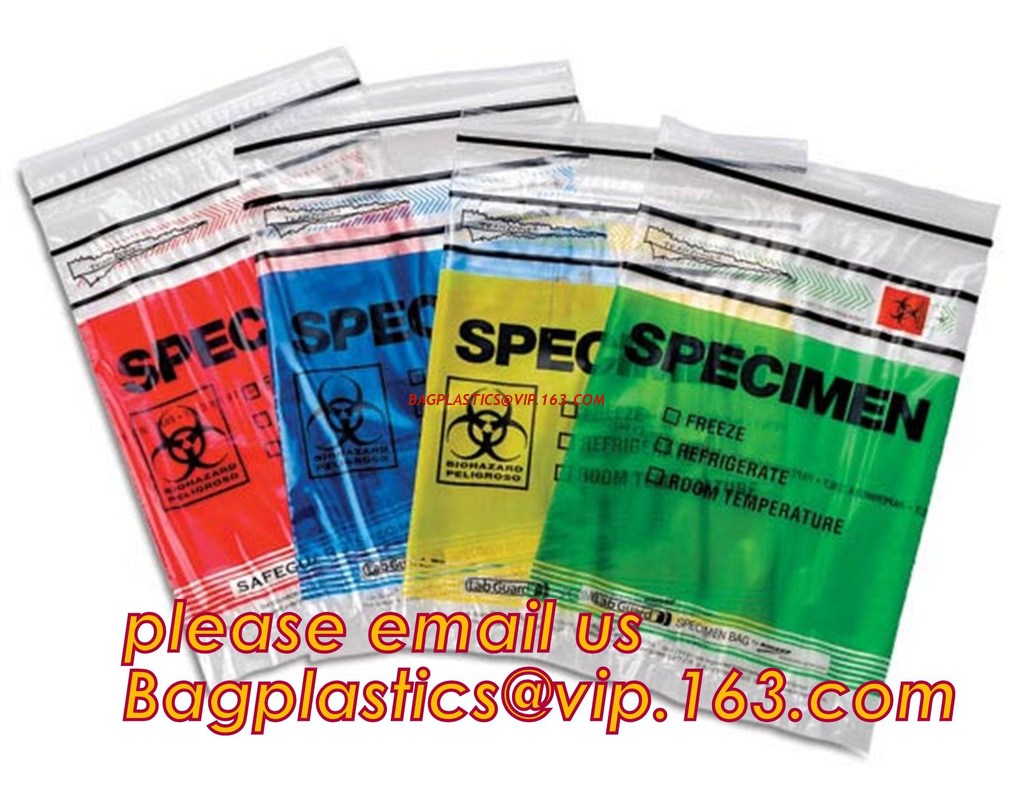 ecofriendly ldpe medical zipper bag/biohazard specimen bag for Lab