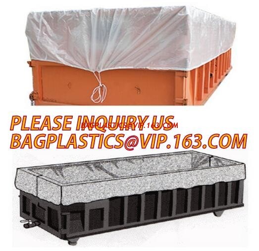 Large durable drawstring dumpster container liner for garbage