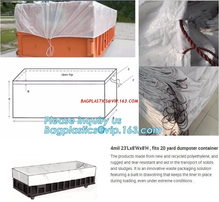 12Mil Open Top 30 Yard Dumpster Container Liners,21'Lx8'Wx8'H PE
