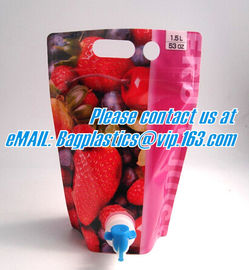 Liquid Stand Up Pouch Spout Bag With Tap For Red Aluminum Foil Custom Wine Packaging Air Bubble Bags, Wine Carriers, Jui supplier