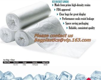 Ice bags, Clear, Drawstring, Printed and Twist Ties, bags on a roll, ldpe bag, hdpe bags supplier