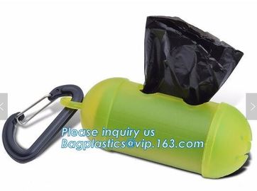 Dog poop bag with dispenser and leash clip for doggy waste on roll, biodegradable PE dog poop pet waste bag supplier