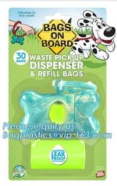 Dog poop bag with dispenser and leash clip for doggy waste on roll, biodegradable PE dog poop pet waste bag supplier