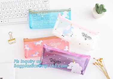 Vinyl Clear PVC Cosmetic Bag in Slider Zipper Toiletry Travel Packaging Bag, pvc slider zipper bag, PE/EVA plastic reclo supplier