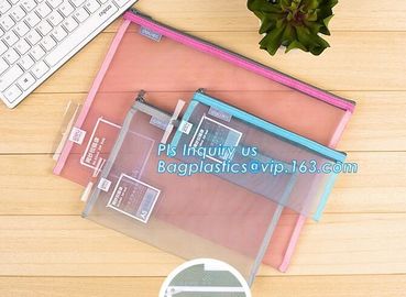 600D polyester portfolio file folder, file folder a4 size PVC mesh document bag with zipper cosmetics offices supplies t supplier