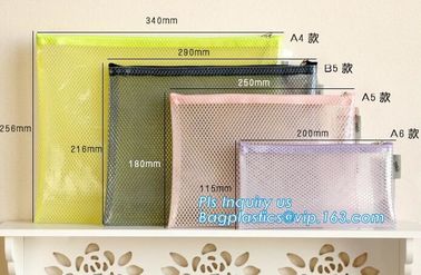 promotion pvc binder file A4 mesh zipper waterproof bag from professional manufacturer, A4 A5 clear nylon mesh file fold supplier