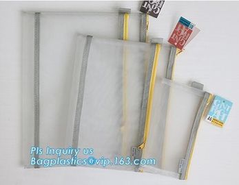 promotion pvc binder file A4 mesh zipper waterproof bag from professional manufacturer, A4 A5 clear nylon mesh file fold supplier