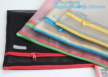 promotion pvc binder file A4 mesh zipper waterproof bag from professional manufacturer, A4 A5 clear nylon mesh file fold supplier