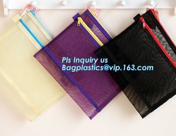 promotion pvc binder file A4 mesh zipper waterproof bag from professional manufacturer, A4 A5 clear nylon mesh file fold supplier