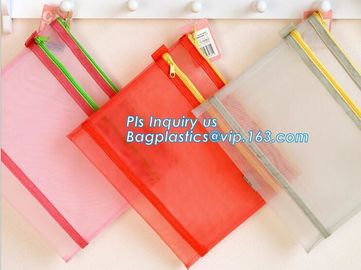 promotion pvc binder file A4 mesh zipper waterproof bag from professional manufacturer, A4 A5 clear nylon mesh file fold supplier