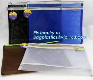 promotion pvc binder file A4 mesh zipper waterproof bag from professional manufacturer, A4 A5 clear nylon mesh file fold supplier