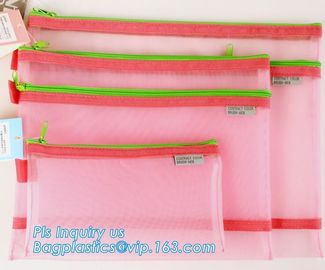 promotion pvc binder file A4 mesh zipper waterproof bag from professional manufacturer, A4 A5 clear nylon mesh file fold supplier