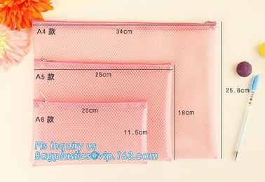 promotion pvc binder file A4 mesh zipper waterproof bag from professional manufacturer, A4 A5 clear nylon mesh file fold supplier
