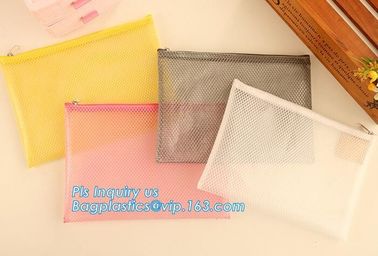 promotion pvc binder file A4 mesh zipper waterproof bag from professional manufacturer, A4 A5 clear nylon mesh file fold supplier