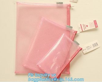 promotion pvc binder file A4 mesh zipper waterproof bag from professional manufacturer, A4 A5 clear nylon mesh file fold supplier