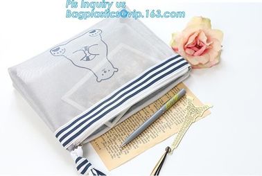 Mesh PVC Document File Bags With Zipper Closure A4 A5 A6 Size File Packing Bags, A5 B5 zipper mesh file bags, slider zip supplier
