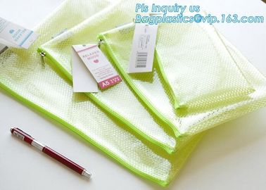 k document file bag, Document File Folder /Document Bag, Mesh pattern plastic zip bag with handle file bag, slider supplier