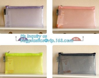 k document file bag, Document File Folder /Document Bag, Mesh pattern plastic zip bag with handle file bag, slider supplier