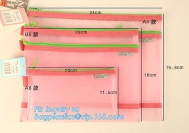 k document file bag, Document File Folder /Document Bag, Mesh pattern plastic zip bag with handle file bag, slider supplier