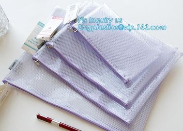 k document file bag, Document File Folder /Document Bag, Mesh pattern plastic zip bag with handle file bag, slider supplier