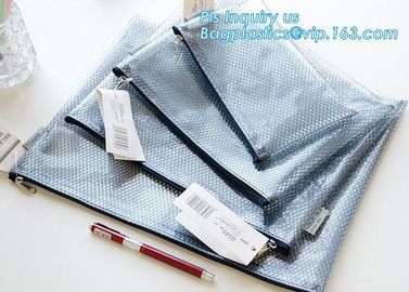 k document file bag, Document File Folder /Document Bag, Mesh pattern plastic zip bag with handle file bag, slider supplier