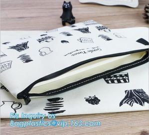 Solid Color Canvas Pencil Case Stationery Pencil Bag, Canvas stationery storage bag, retro canvas bags student stationer supplier