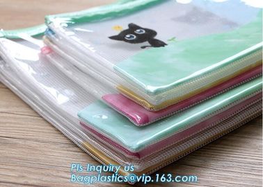 vinyl PVC Net Pattern Mesh Bags with zipper, A4 Mesh Zip Document Wallet Folder Pencil Case File Secury Storage Bag supplier