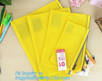 vinyl PVC Net Pattern Mesh Bags with zipper, A4 Mesh Zip Document Wallet Folder Pencil Case File Secury Storage Bag supplier