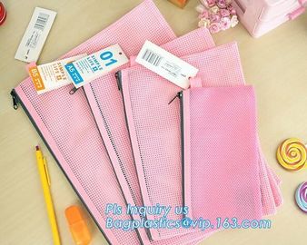 vinyl PVC Net Pattern Mesh Bags with zipper, A4 Mesh Zip Document Wallet Folder Pencil Case File Secury Storage Bag supplier