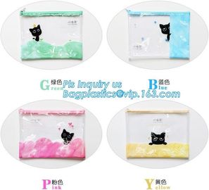 pp file folder plastic pockets document bag, A4 mesh folder zipper pocket document bag, Document Bag with Zipper Storage supplier