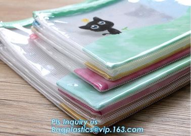 pp file folder plastic pockets document bag, A4 mesh folder zipper pocket document bag, Document Bag with Zipper Storage supplier