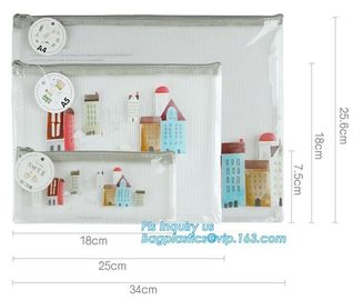 pp file folder plastic pockets document bag, A4 mesh folder zipper pocket document bag, Document Bag with Zipper Storage supplier