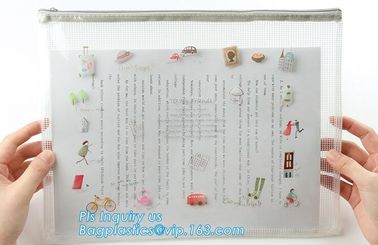 Document Bag with Zipper Storage Holder for Papers Stationery Student Gift, Customized stand up zipper plastic bag supplier