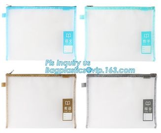 pen folder bag for holding small stationery, plastic mesh zipper document bag, Student A4/A5/A6 Notebook Document File P supplier