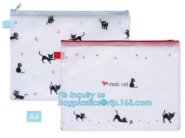 pen folder bag for holding small stationery, plastic mesh zipper document bag, Student A4/A5/A6 Notebook Document File P supplier