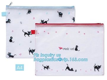 a4 mesh zipper document bag a5 plastic folder for office, Promotional Hot PVC mesh File And Document Bag With Zip Lock supplier