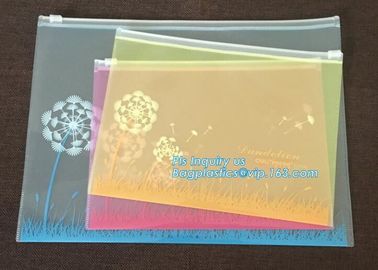 printed slider zipper bag/transparent zip lock plastic packing bag for file,garment,scarf/plastic bag, slider zipper pvc supplier