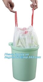 Customized biodegradable compostable Drawstring garbage bag, compostable garbage bags on roll with drawstring, draw tape supplier