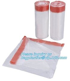 Customized biodegradable compostable Drawstring garbage bag, compostable garbage bags on roll with drawstring, draw tape supplier