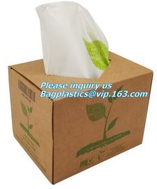 Customized biodegradable compostable Drawstring garbage bag, compostable garbage bags on roll with drawstring, draw tape supplier