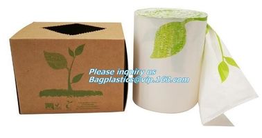 Customized biodegradable compostable Drawstring garbage bag, compostable garbage bags on roll with drawstring, draw tape supplier