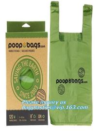 pet garbage bags/pet waster bags/high quality compostable dog poop bags, cornstarch 100% compostable biodegradable dog p supplier