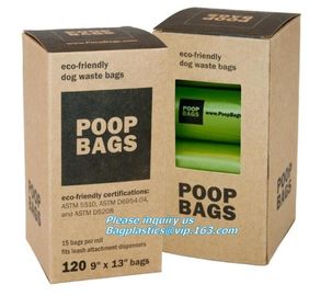 Customized Compostable Green Dog Poop Bag, biodegradable and compostable zero waste certified dog poop bag on roll supplier